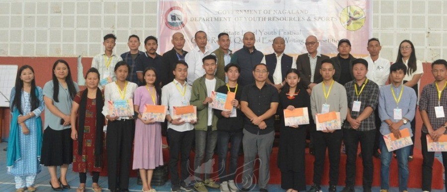 Participants during the state level youth festival in guitar recital, quiz and essay writing competition was held at Indira Gandhi Stadium, Kohima on April 21. (DIPR Photo)